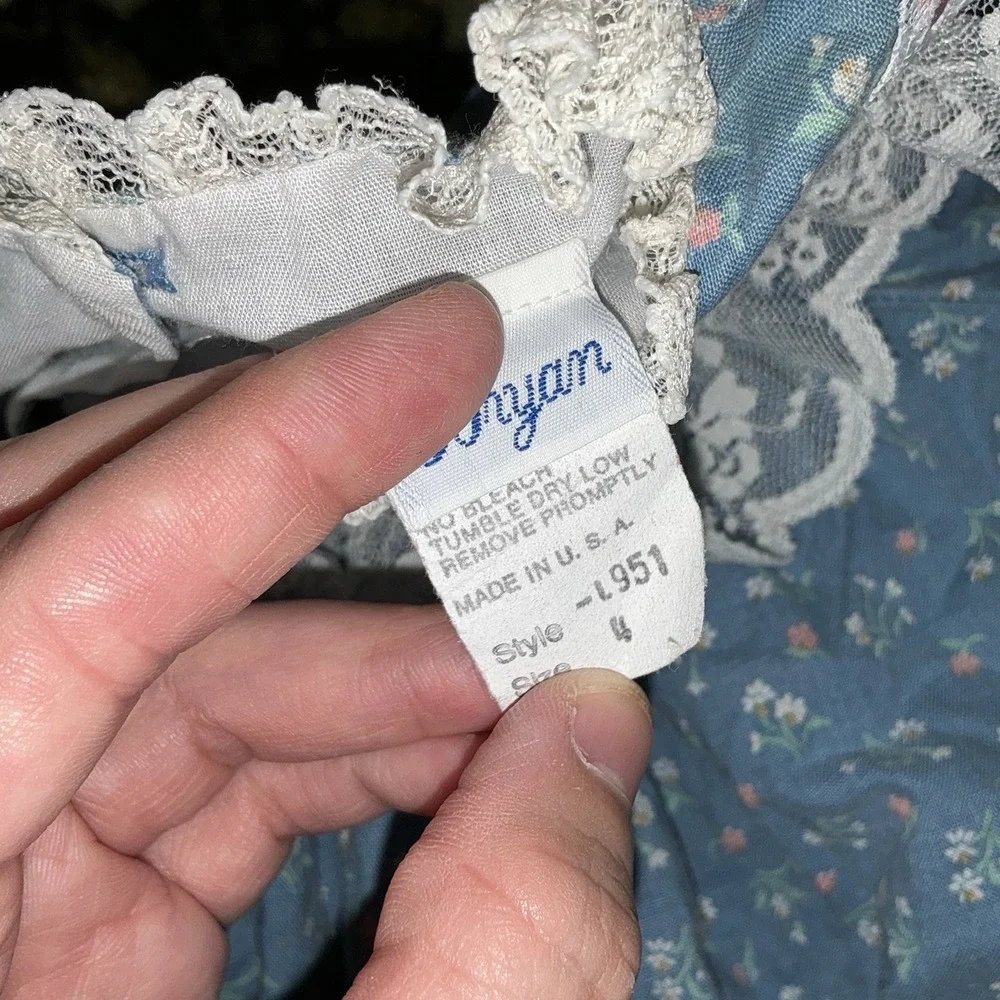 Baby Girls Vintage Bryan Micro Floral Dress Size 4 Blue Vintage‎ 80s 90s